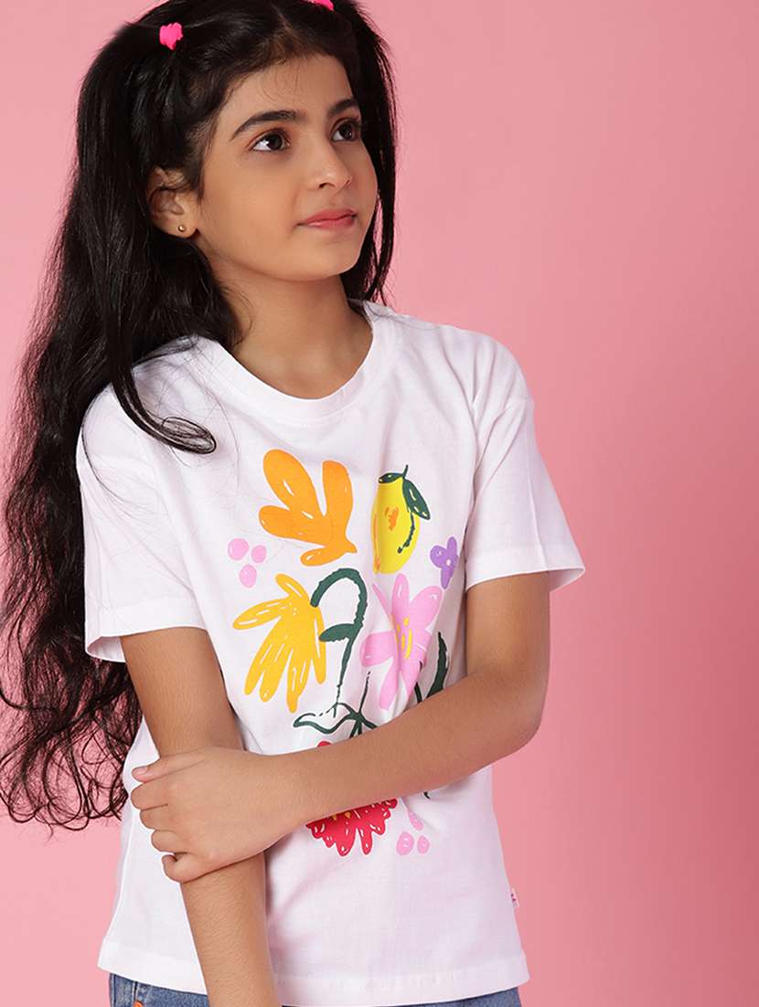 girls printed short sleeve regular fit tee
