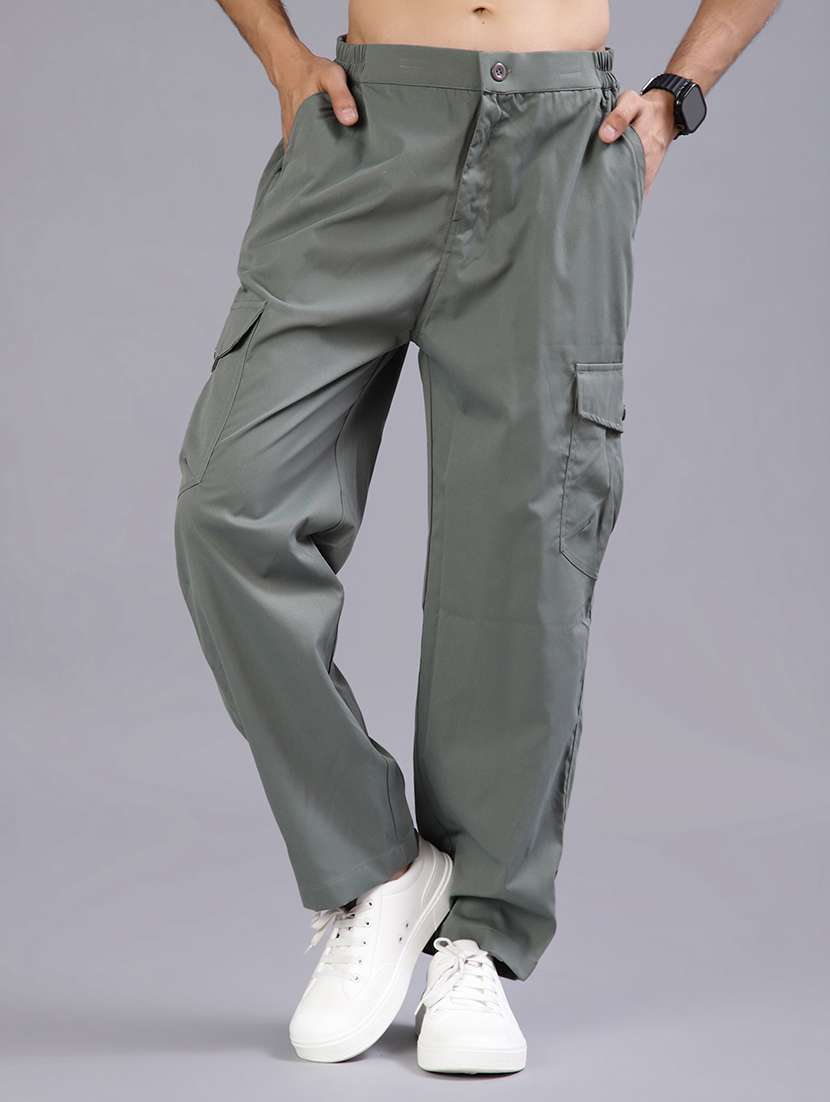 men solid mid rise cargo - 21947706 -  Standard Image - 1