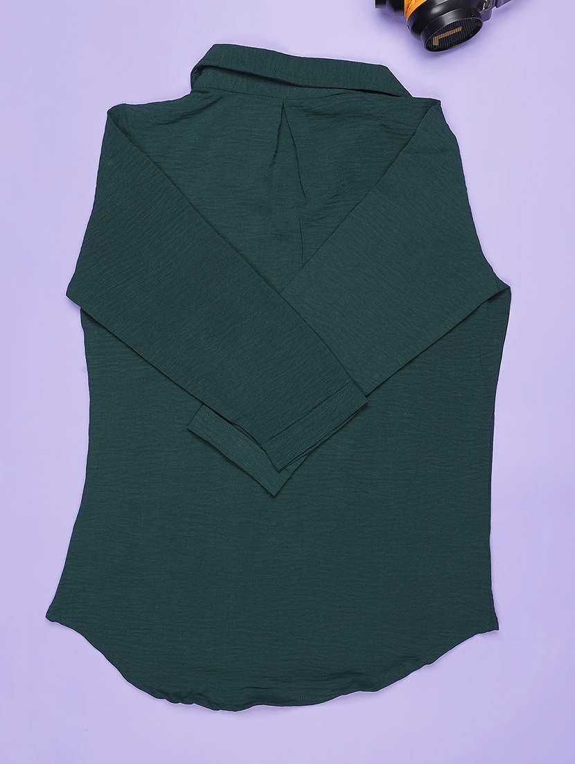 women solid three quarter sleeve regular fit shirt - 21947786 - Standard Image - 1