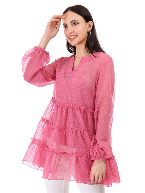 women self designed long sleeve tiered top - 21947839 -  Standard Image - 0