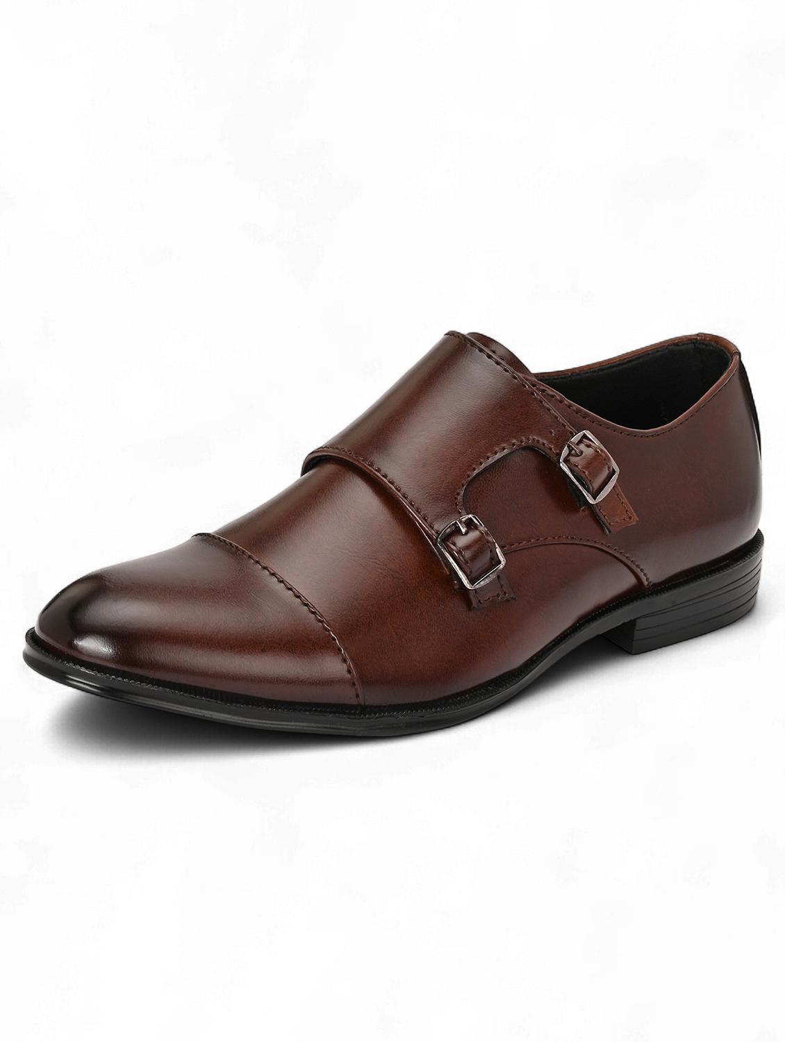 brown faux leather monk straps - 21947848 - Standard Image - 1