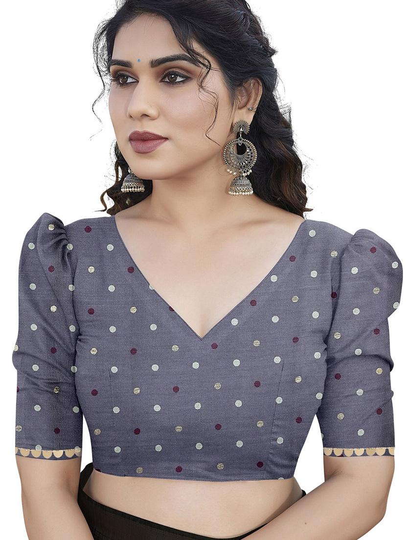 women grey chevron printed saree with blouse - 21947869 - Standard Image - 4
