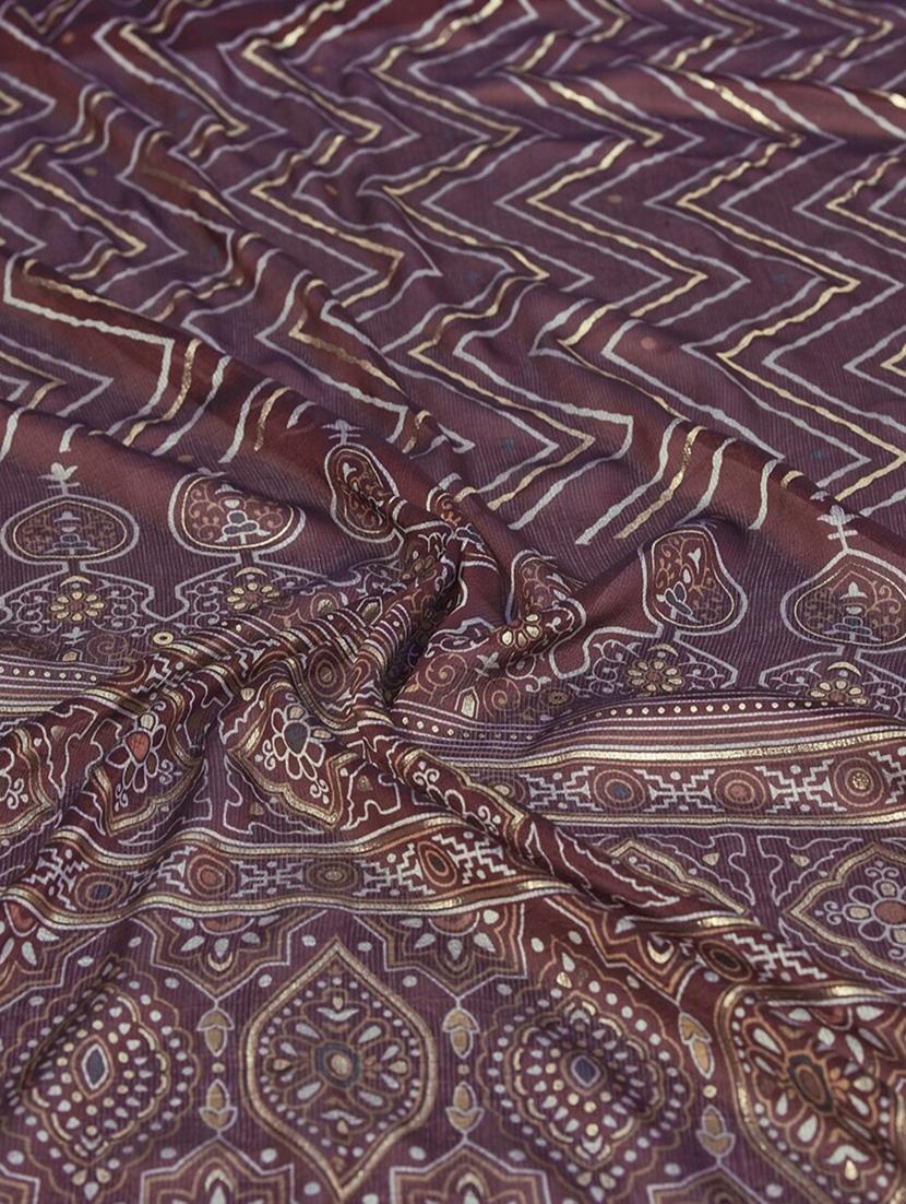 women brown chevron printed saree with blouse - 21947871 - Standard Image - 4
