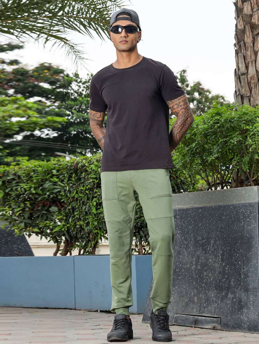 men olive solid mid rise jogger - 21947876 - Standard Image - 6