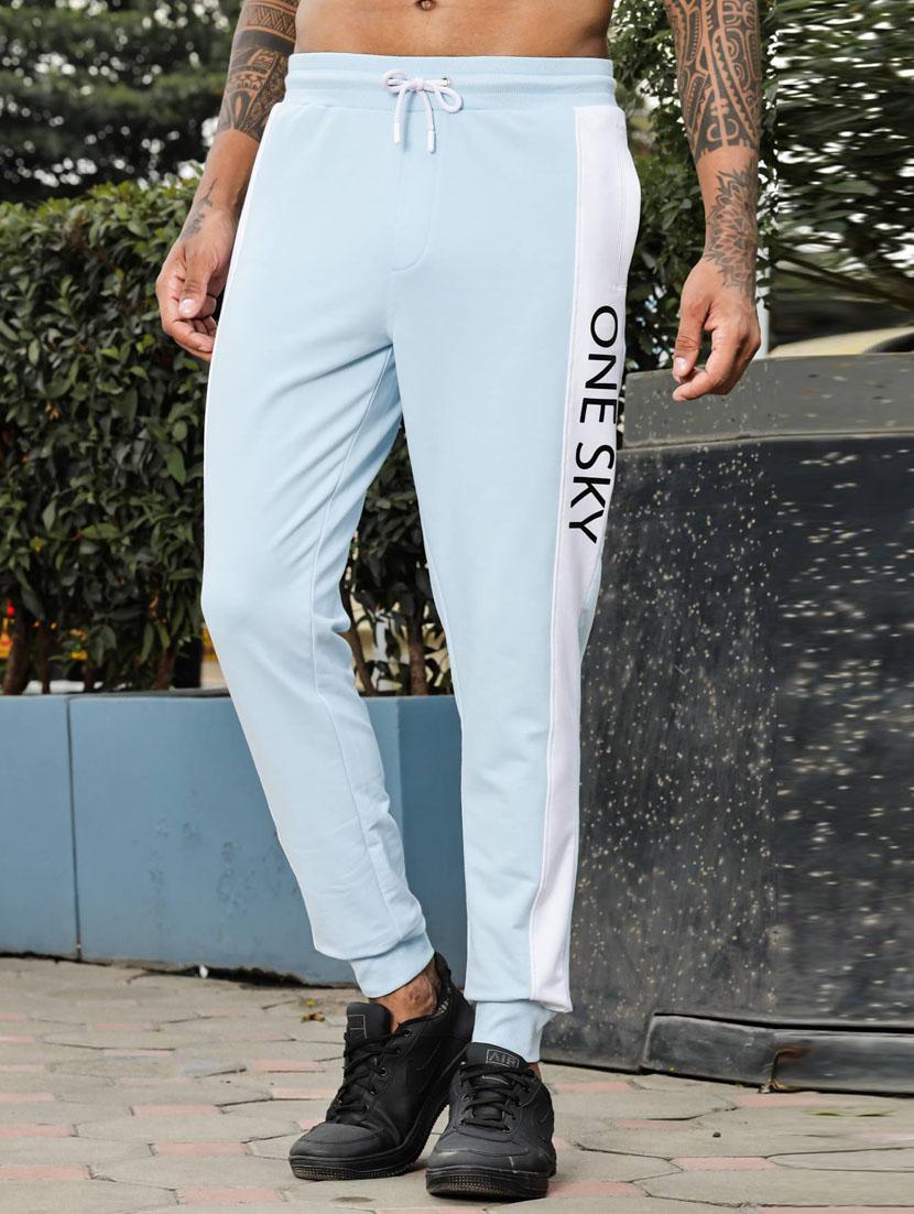 men light blue color block mid rise jogger - 21947878 -  Standard Image - 1