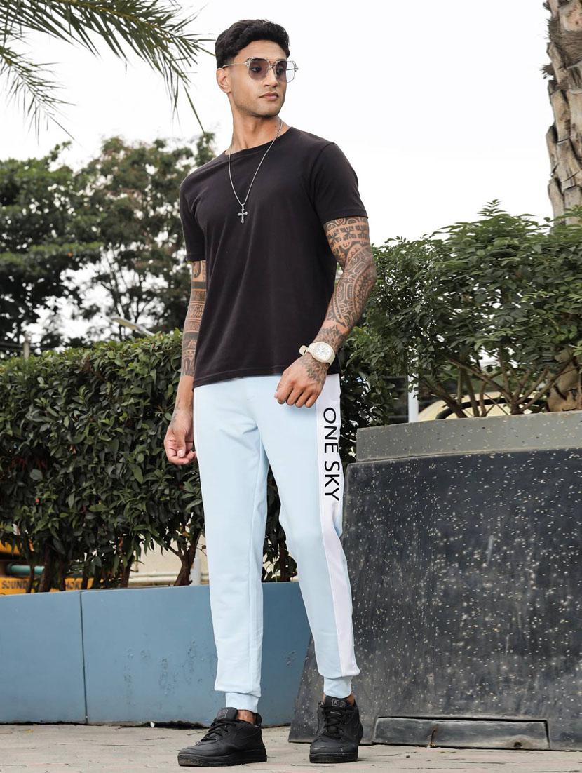 men light blue color block mid rise jogger - 21947878 - Standard Image - 6