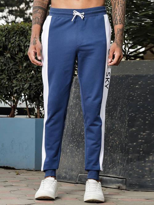 men blue color block mid rise jogger - 21947879 -  Standard Image - 0