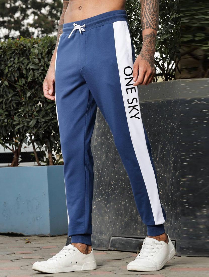 men blue color block mid rise jogger - 21947879 -  Standard Image - 1