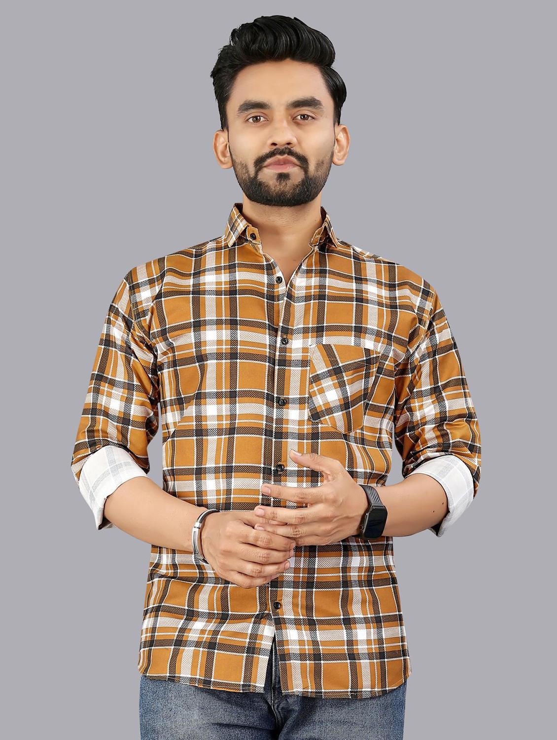 men checkered long sleeve regular fit casual shirt - 21947937 -  Standard Image - 1