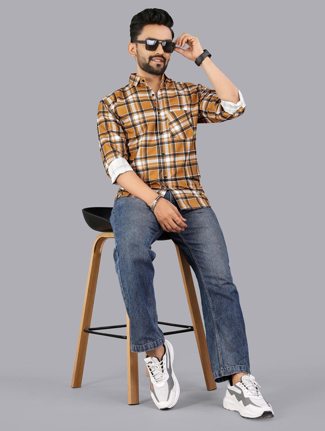 men checkered long sleeve regular fit casual shirt - 21947937 - Standard Image - 4