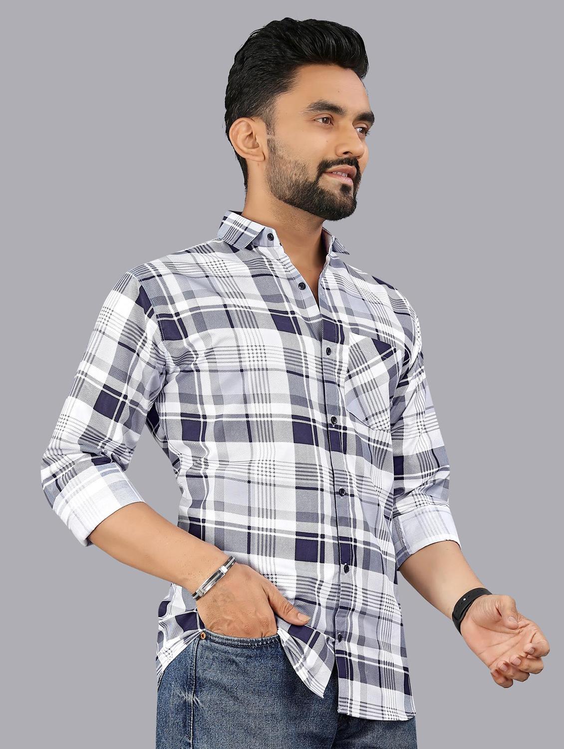 men checkered long sleeve regular fit casual shirt - 21947938 - Standard Image - 1