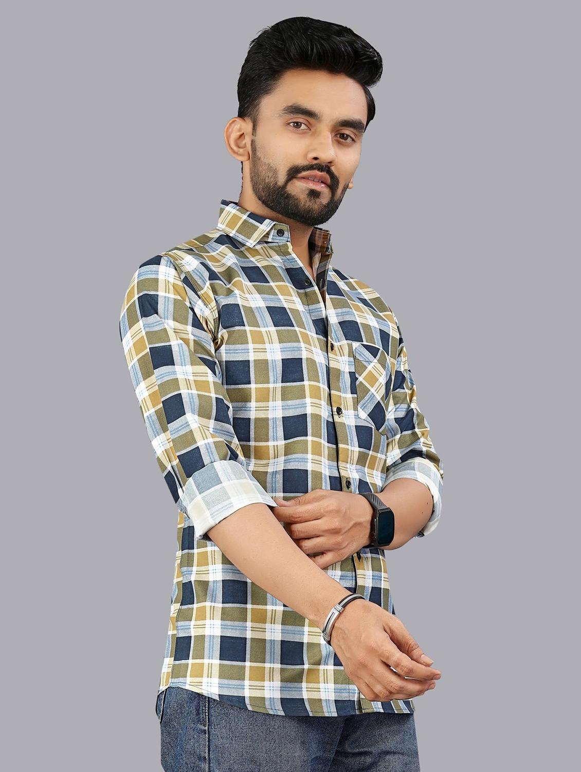 men checkered long sleeve regular fit casual shirt - 21947939 - Standard Image - 1