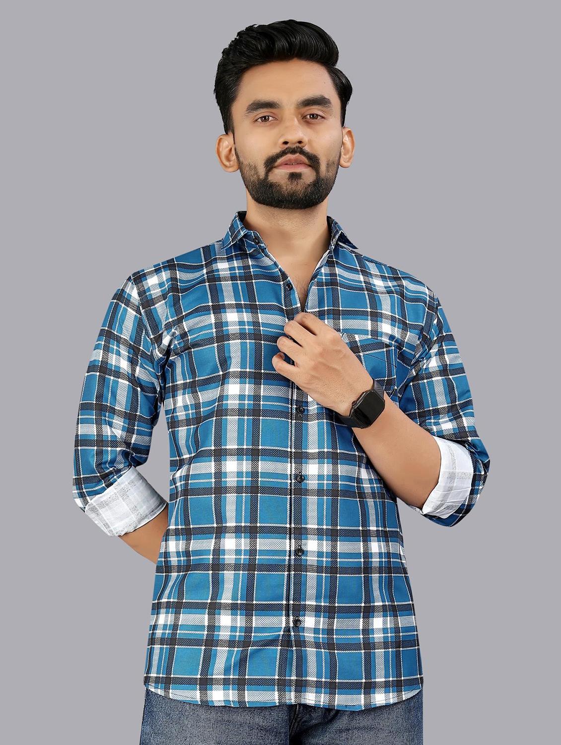men checkered long sleeve regular fit casual shirt - 21947940 -  Standard Image - 1
