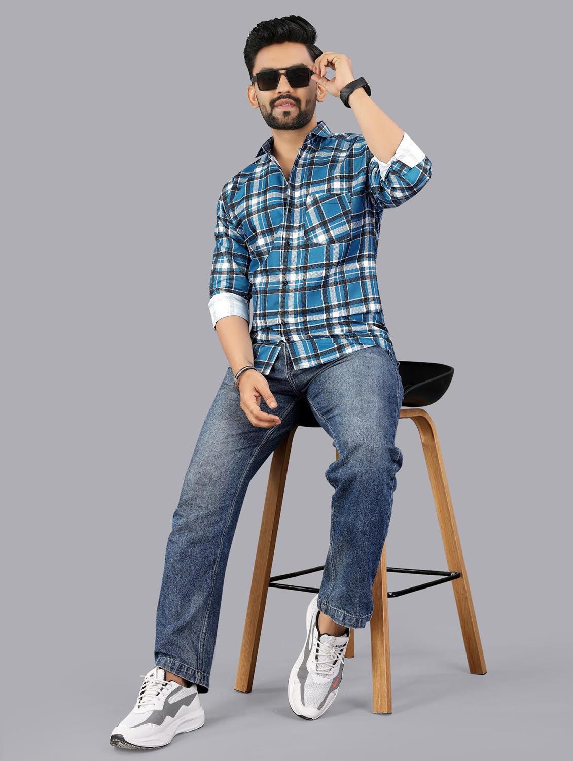 men checkered long sleeve regular fit casual shirt - 21947940 - Standard Image - 4