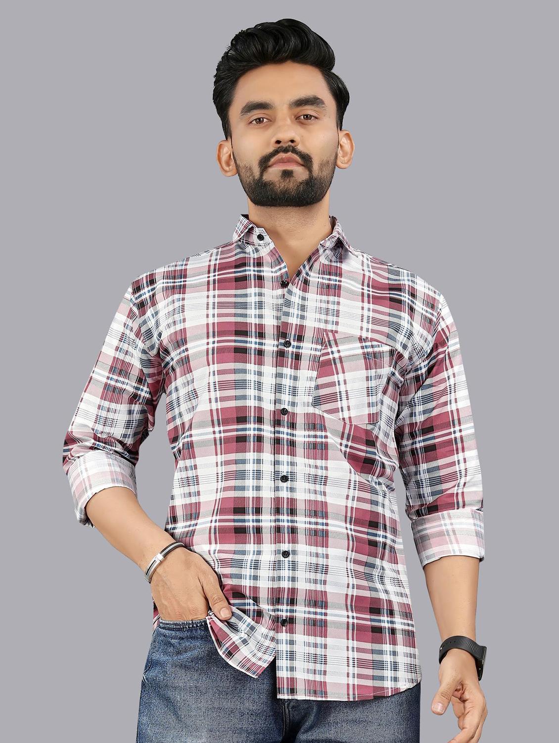 men checkered long sleeve regular fit casual shirt - 21947945 -  Standard Image - 1