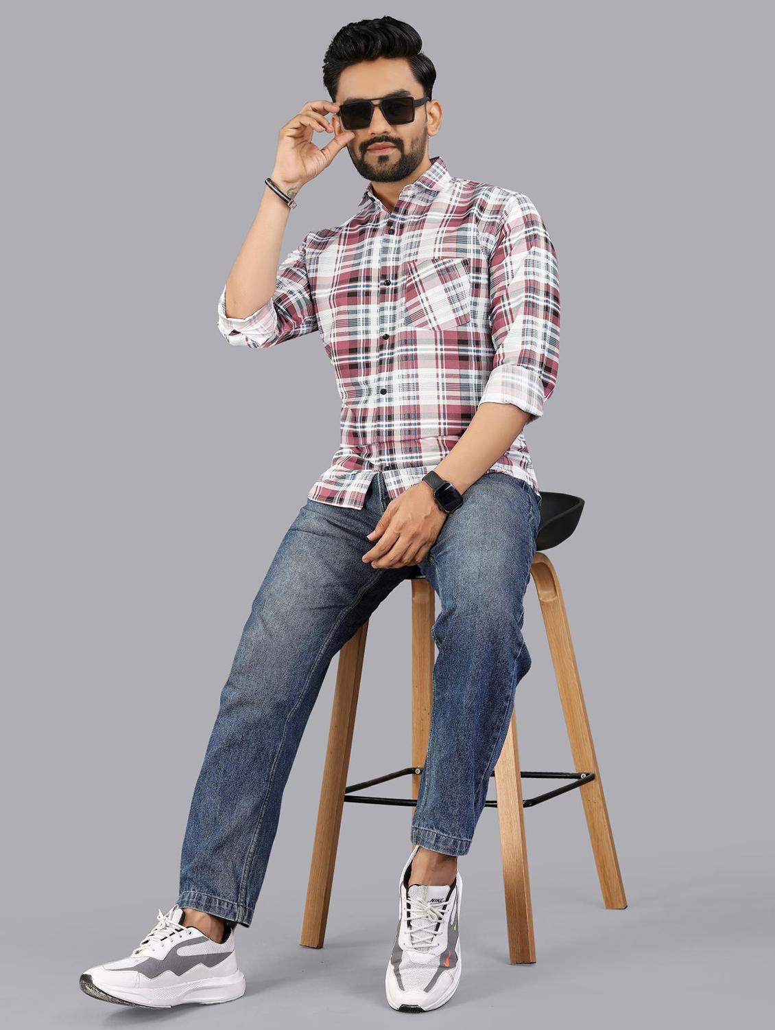 men checkered long sleeve regular fit casual shirt - 21947945 - Standard Image - 4