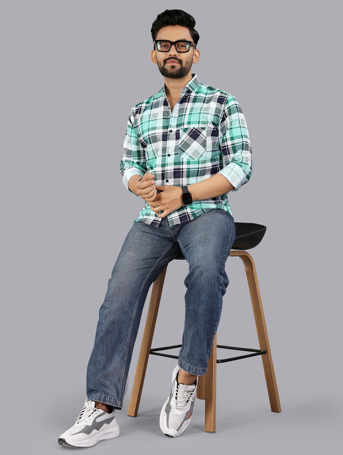men checkered long sleeve regular fit casual shirt - 21947948 - Standard Image - 4