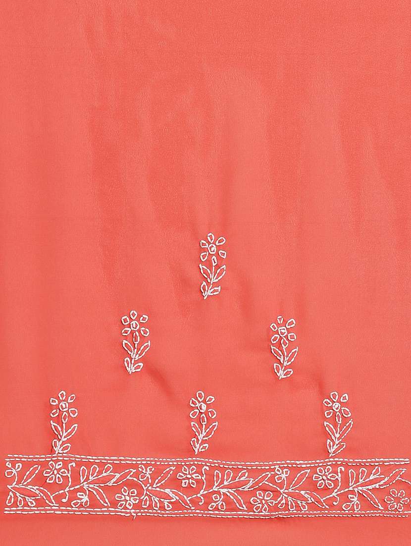 women solid with work chikankari saree with blouse - 21947971 - Standard Image - 4