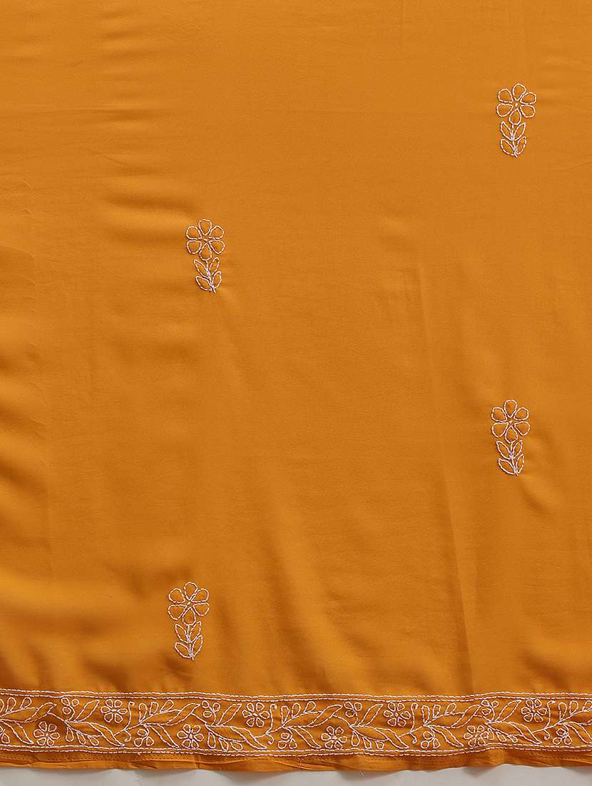 women solid with work chikankari saree with blouse - 21947973 - Standard Image - 6
