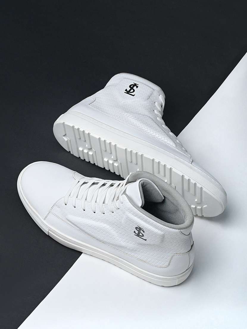 men white lace up high ankle sneaker - 21947982 - Standard Image - 1