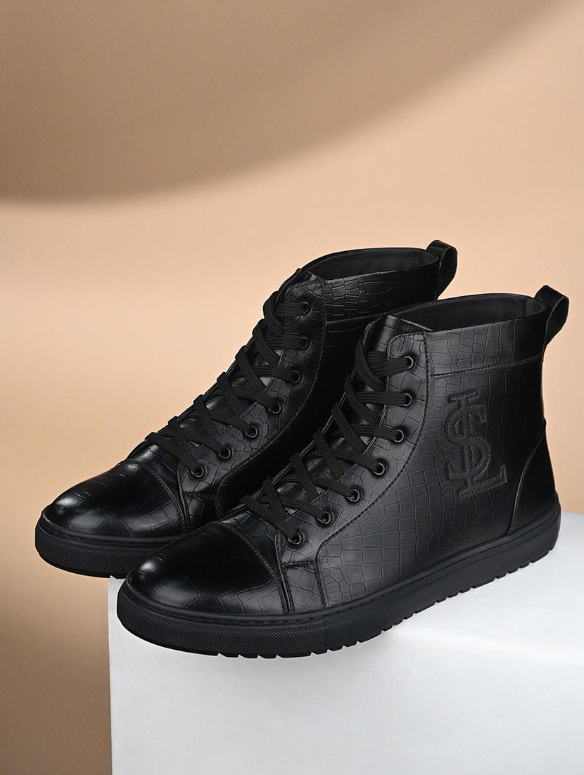 men textured lace up high ankle sneaker - 21947986 -  Standard Image - 1