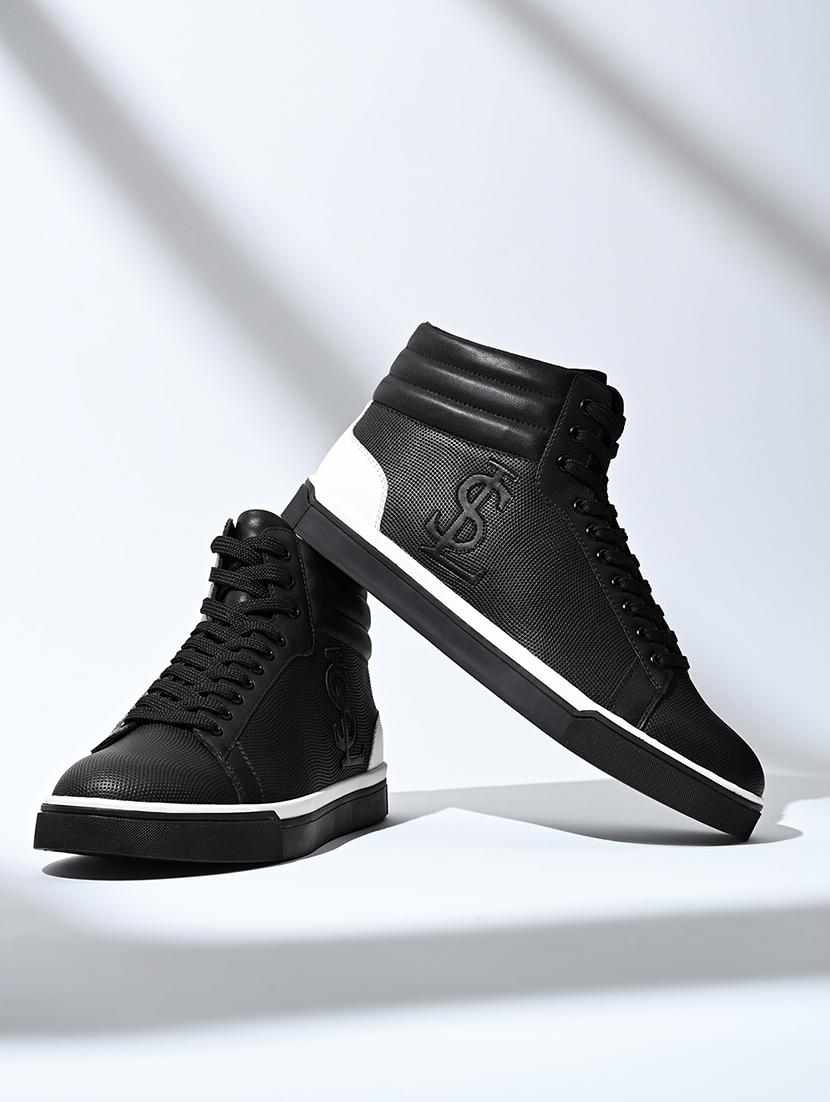 men black lace up high ankle sneaker - 21947989 - Standard Image - 1