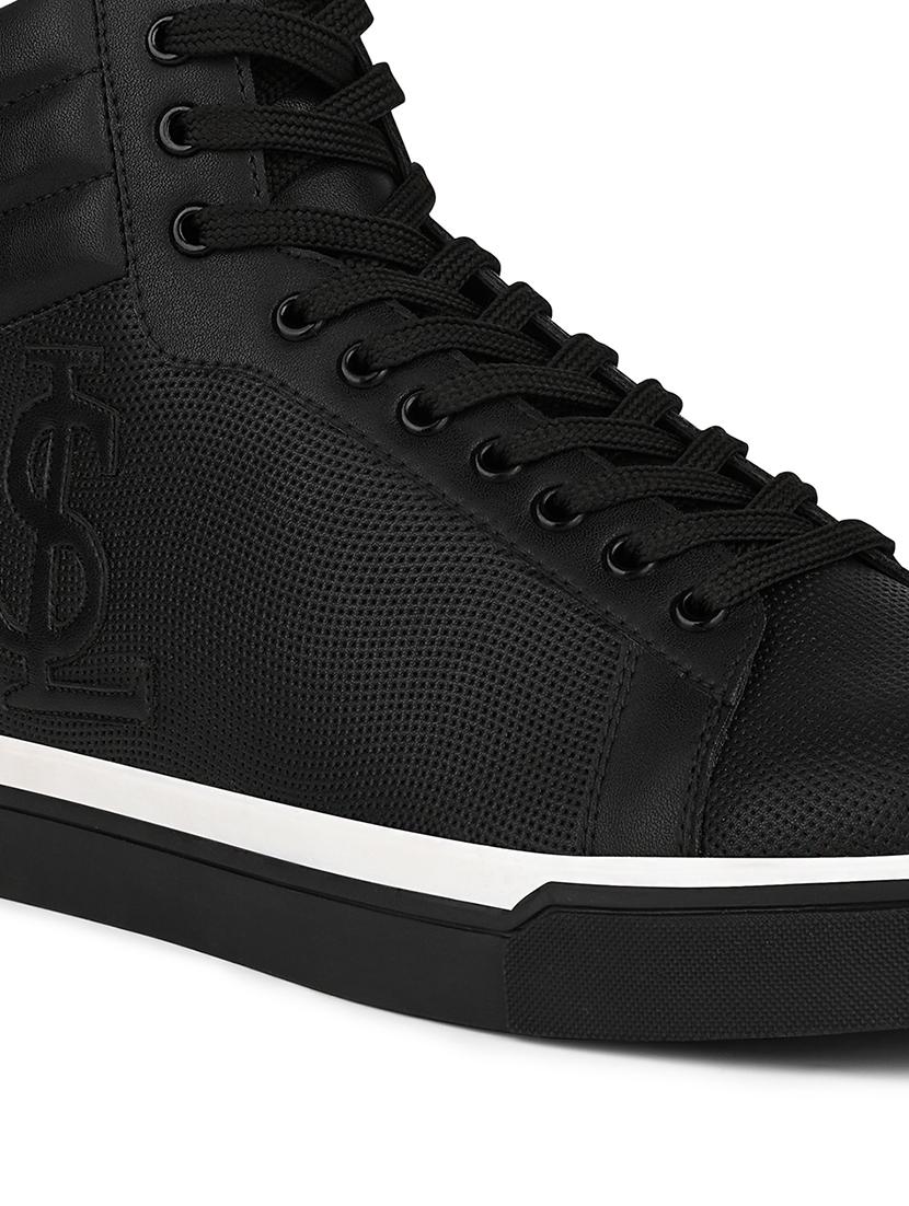 men black lace up high ankle sneaker - 21947989 - Standard Image - 4