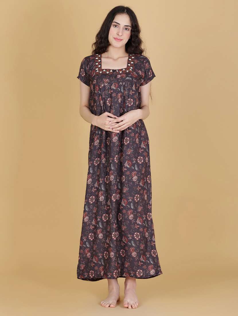 women printed short sleeve nighty - 21948023 -  Standard Image - 1