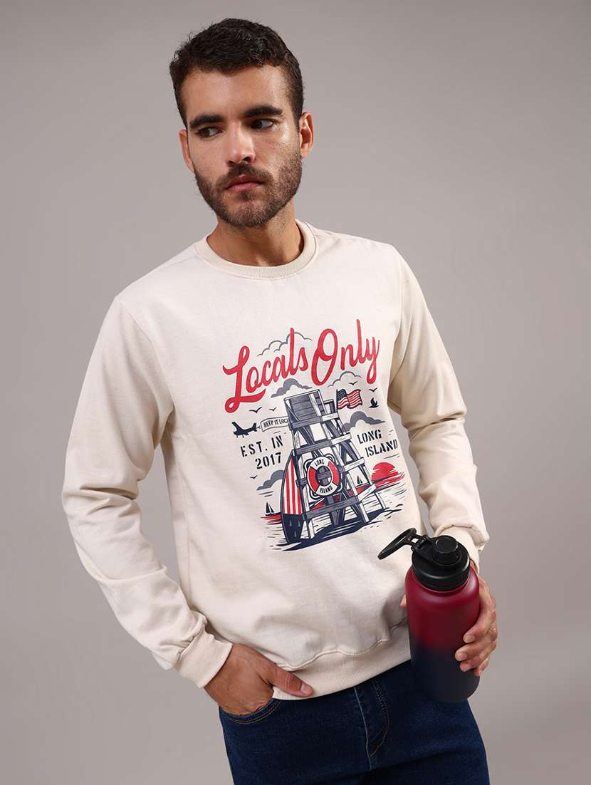 men printed long sleeve regular fit sweatshirt