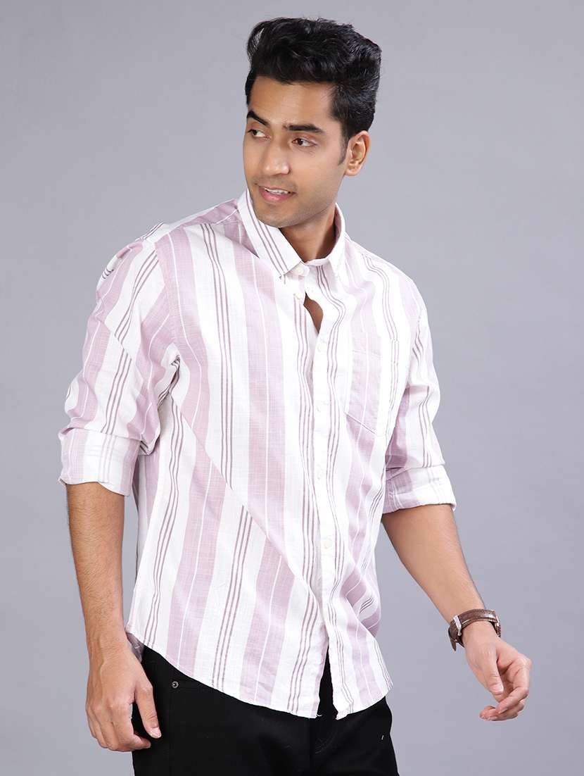 men striped collared long sleeve shirt - 21948128 -  Standard Image - 1