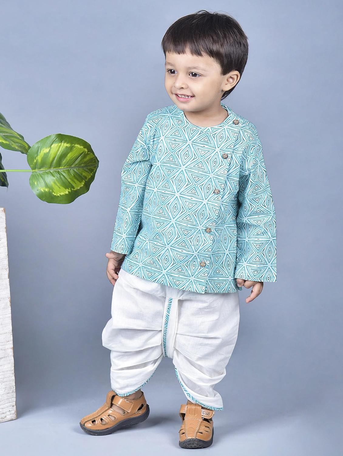 kids printed long sleeve dhoti kurta set - 21948329 -  Standard Image - 1