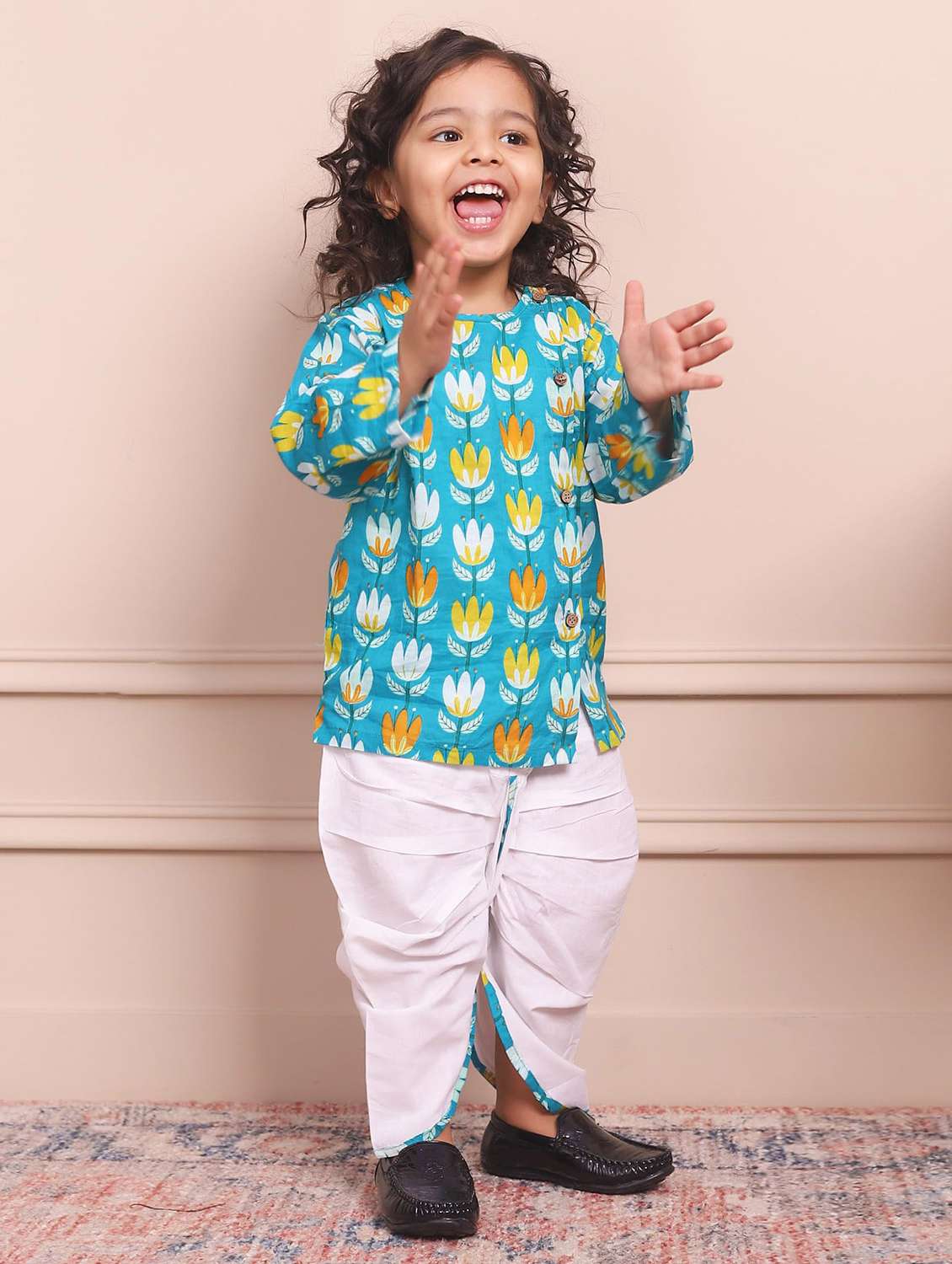kids printed long sleeve dhoti kurta set - 21948330 -  Standard Image - 1