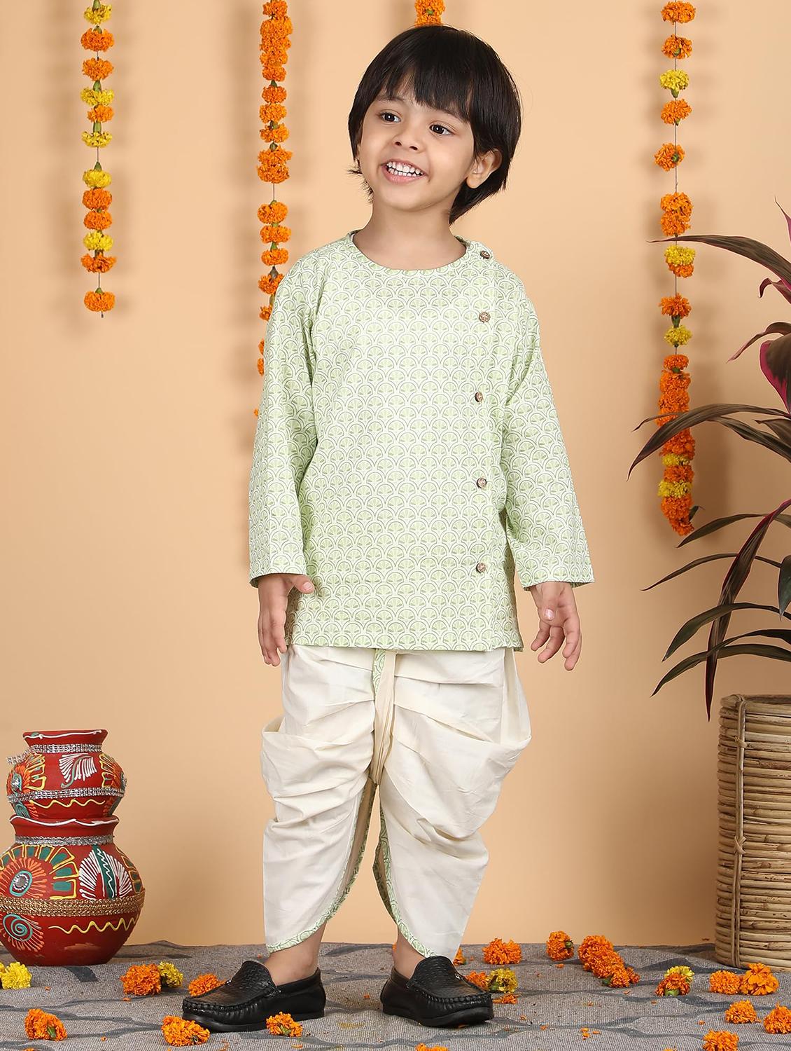 kids printed long sleeve dhoti kurta set - 21948331 - Zoom Image - 0