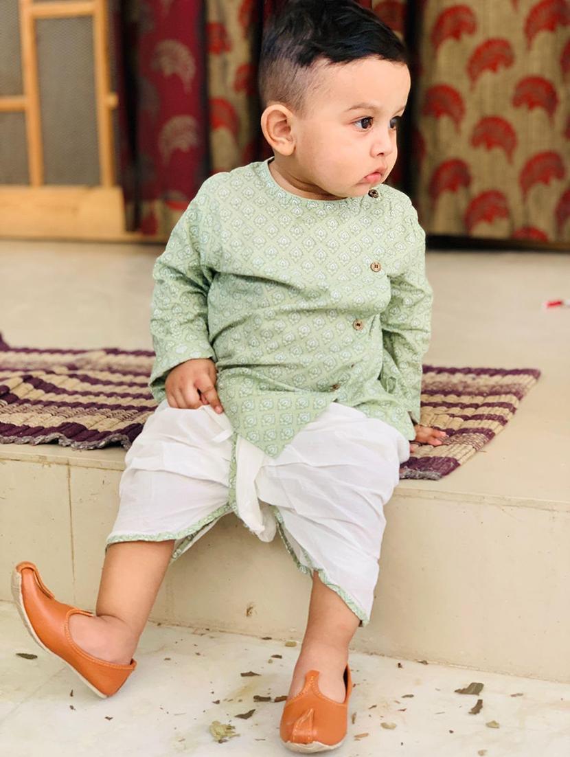 kids printed long sleeve dhoti kurta set - 21948333 - Standard Image - 4