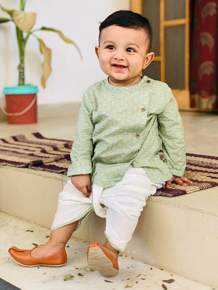 kids printed long sleeve dhoti kurta set - 21948333 - Standard Image - 6