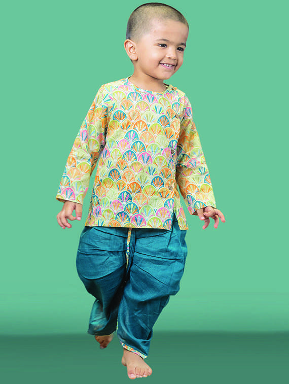 kids printed long sleeve dhoti kurta set - 21948335 -  Standard Image - 1