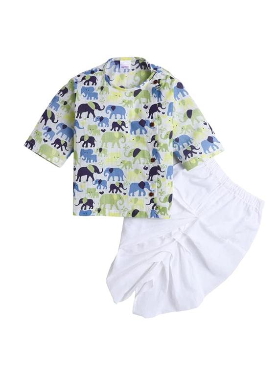 kids printed long sleeve dhoti kurta set - 21948338 -  Standard Image - 1