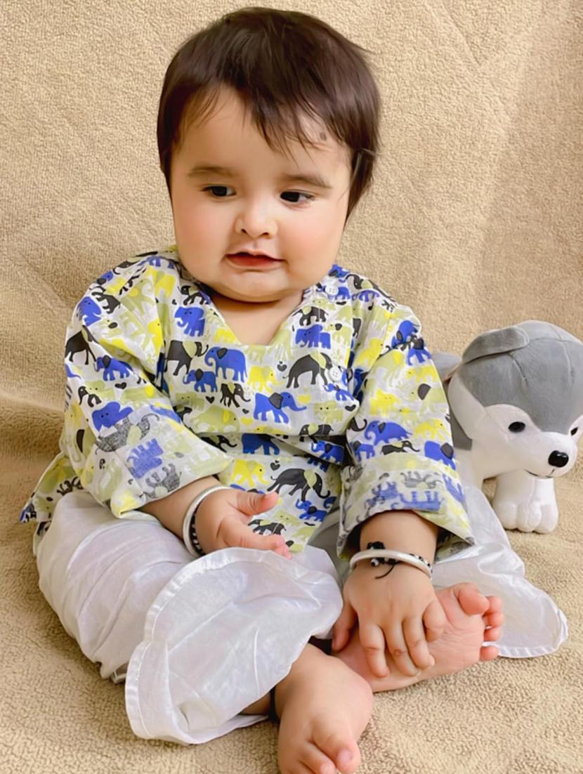 kids printed long sleeve dhoti kurta set - 21948338 - Standard Image - 6