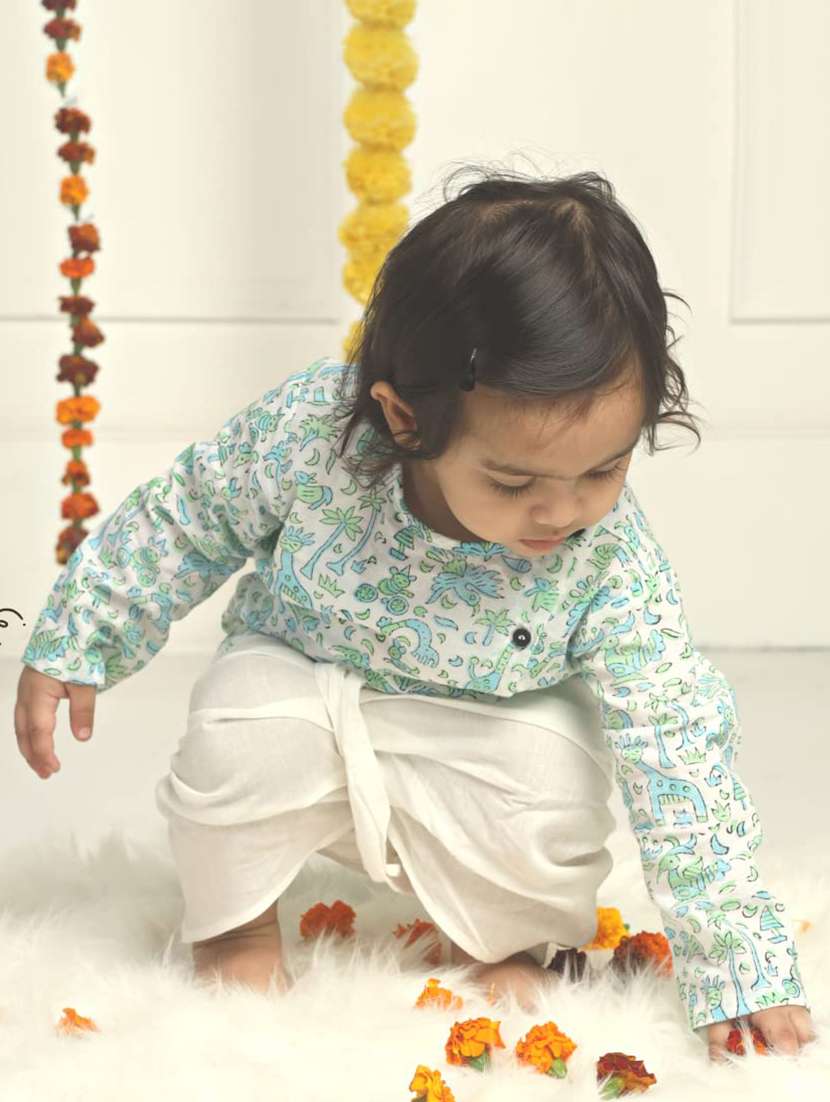 kids printed long sleeve dhoti kurta set - 21948339 -  Standard Image - 1