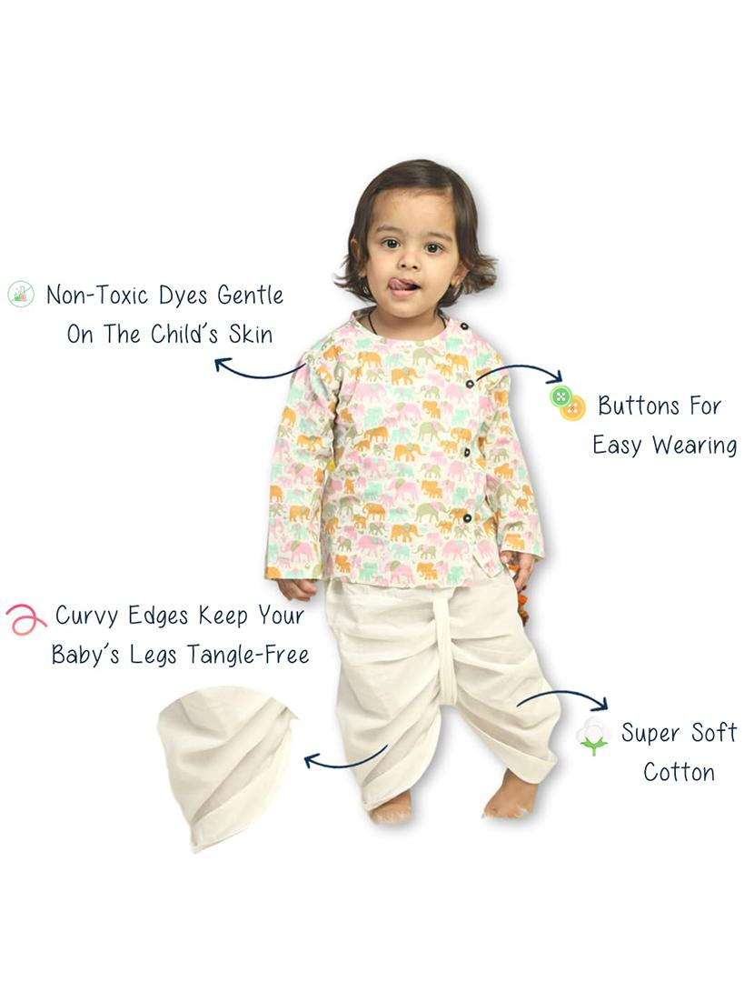 kids printed long sleeve dhoti kurta set - 21948340 - Standard Image - 6