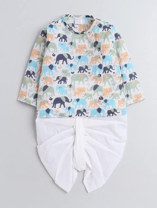 kids printed long sleeve dhoti kurta set - 21948341 - Standard Image - 0