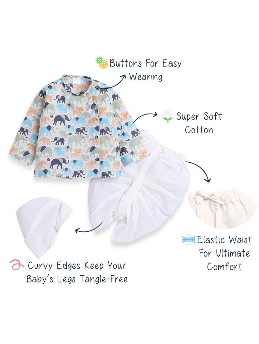 kids printed long sleeve dhoti kurta set - 21948341 - Standard Image - 4
