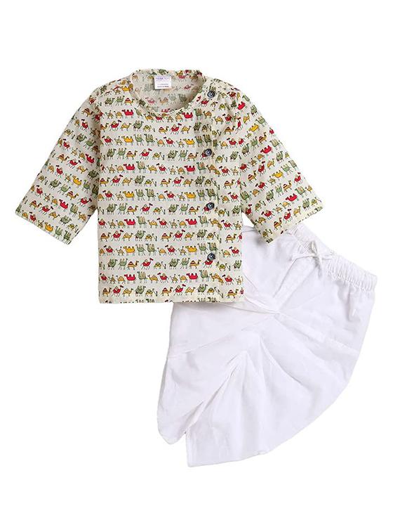 kids printed long sleeve dhoti kurta set - 21948347 -  Standard Image - 1
