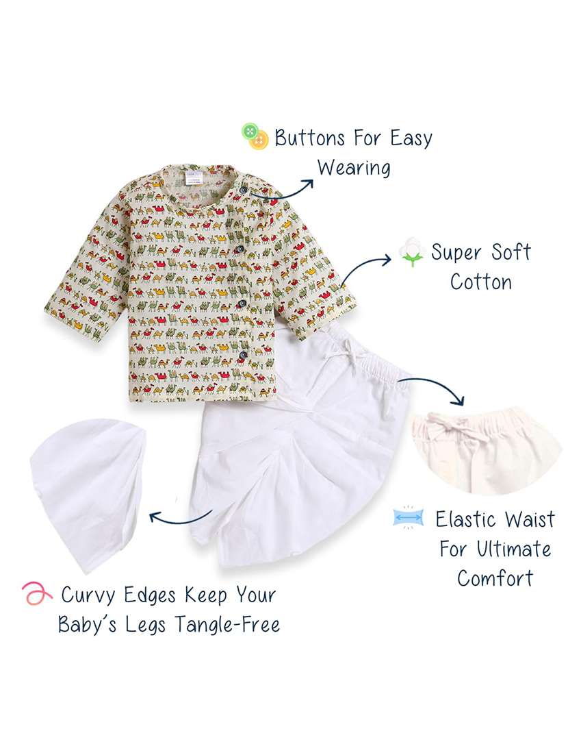 kids printed long sleeve dhoti kurta set - 21948347 - Standard Image - 4