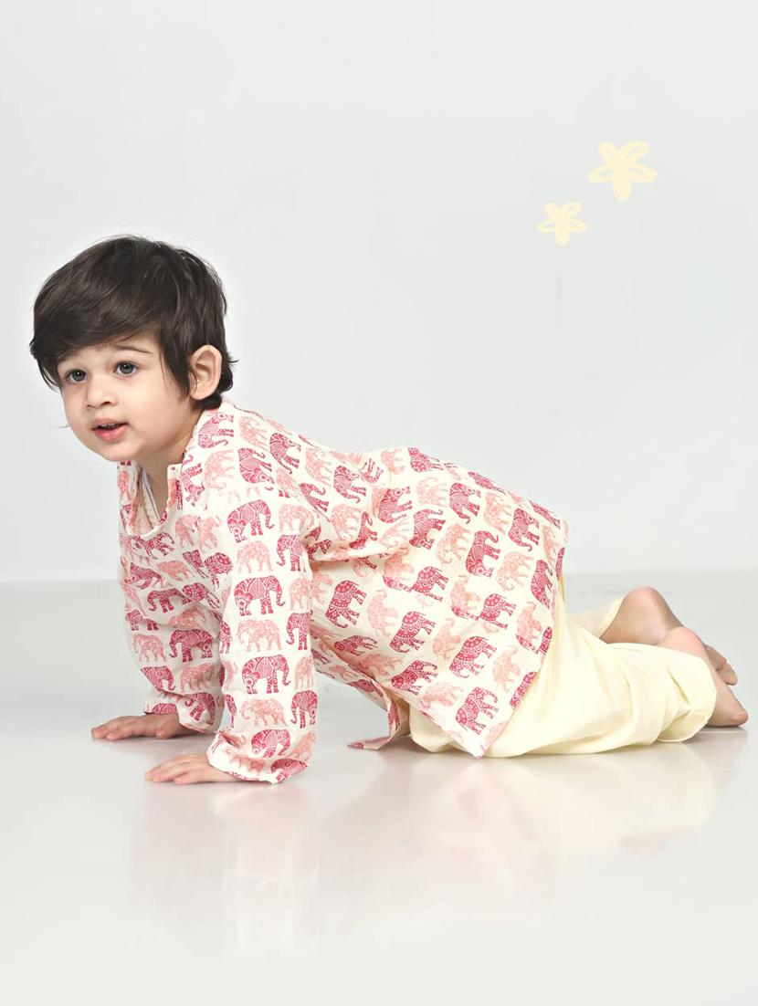 kids printed long sleeve dhoti kurta set - 21948348 -  Standard Image - 1