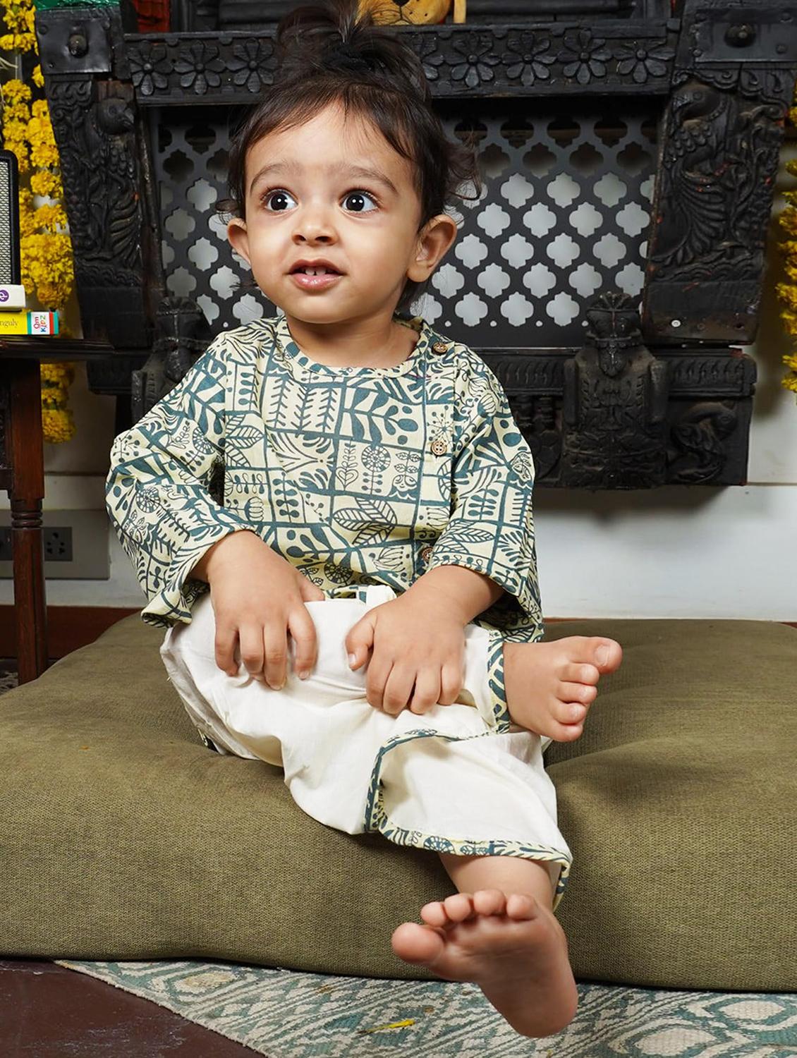 kids printed long sleeve dhoti kurta set - 21948349 -  Standard Image - 1