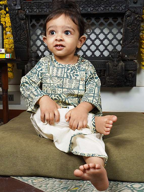 kids printed long sleeve dhoti kurta set - 21948349 -  Standard Image - 4