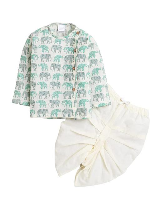 kids printed long sleeve dhoti kurta set - 21948352 -  Standard Image - 0