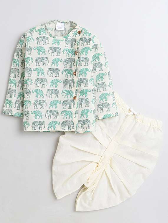 kids printed long sleeve dhoti kurta set - 21948352 -  Standard Image - 1