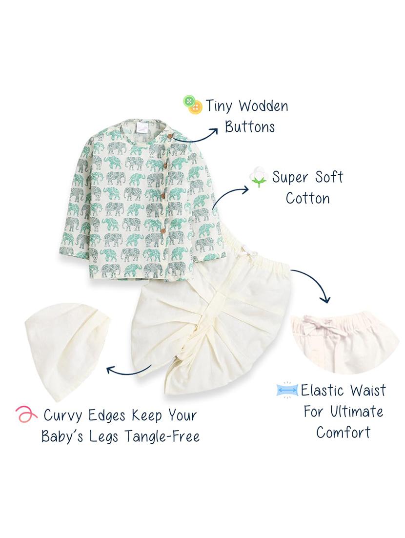 kids printed long sleeve dhoti kurta set - 21948352 - Standard Image - 4